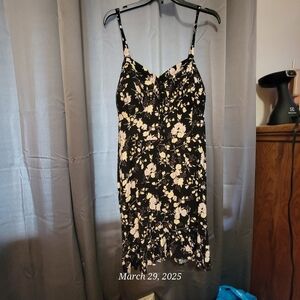 Floral Black and Cream Dress